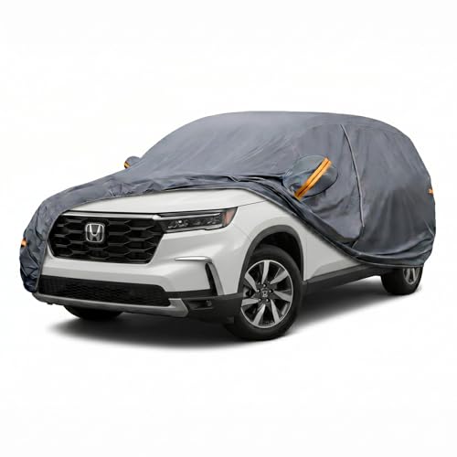 Image of Coverlex All-Weather Car Cover Custom Fit for Honda Pilot 2016-2026 | Waterproof, Heavy Duty, Cotton Liner, Paint Protection, Rain Snow UV Proof, Driver Door Zipper, Windproof Straps, Storage Bag