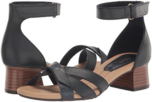 Clarks Women's Desirae Lily Heeled Sandal, Navy Leather, 8.5 Wide | Image 6