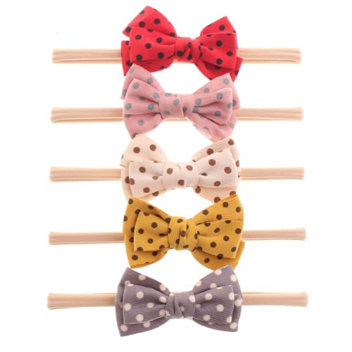 5 Pack Baby Nylon Headbands Hairbands Hair Bows Hair Accessories for Baby Girls Newborn Infant Toddlers Kids