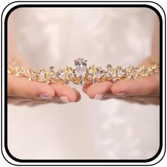 JWICOS Gold Princess Tiara Crown for Women Wedding Headband Headpieces for Birthday Pageant Prom Bridal Party