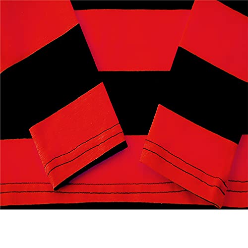 Spring&Gege Camiseta de manga larga de algodón con cuello redondo a rayas, Rayas negras y rojas., 7-8 Años