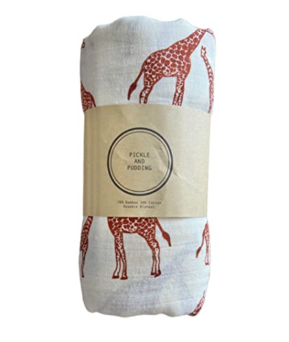 Muslin Swaddle Bamboo Newborn Baby Blanket Wrap - Extra Large Muslin for Boys and Girls - Giraffe Design
