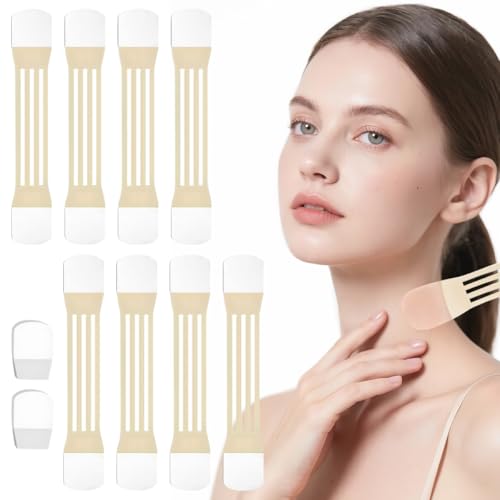 Face Lift Tape invisible con 8 bandas y 40 parches para levantamiento de rostro y cuello. Bandas de levantamiento instantáneo para doble mentón, parche para el cuello, lifting coreano