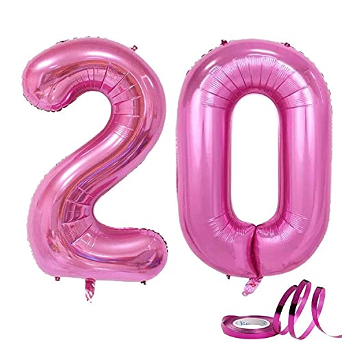 Globos Número 20 Grande Globos de aire de 40 pulgadas XXL 100cm Rosa Cover
