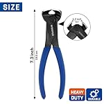 7 Inch Nail Puller, End Cutting Pliers Nail Remover Tool with Blackened Finish, Nail Puller Tool Carpenters Pincers for Cutting Wires Pulling Nails - Image 2