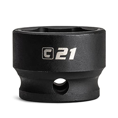 Image of Capri Tools 21 mm Stubby Impact Socket, 3 /8 in. Drive, 6 Point, Metric