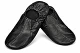 Genuine Sheepskin Leather Slip-On Socks – Fleece Lined, Flexible Fit for Yoga, Dance,Camping,Fishing & Indoor Use (US, Alpha, X-Large, Regular, Regular, Black)