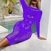 DTWAWA Sexy Lingerie Babydoll Chemise - Womens Mesh Hollow Out Backless Mini Dress Long Sleeve One Piece Outfits Purple