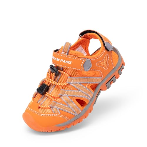 Image of DREAM PAIRS Boys Girls Closed-Toe Outdoor Summer Sport Sandals for Toddler /Little /Big Kid,Size 7 Toddler,Orange,181108K