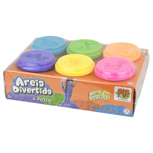 Areia de Modelar Divertida 6 Potes DM Toys