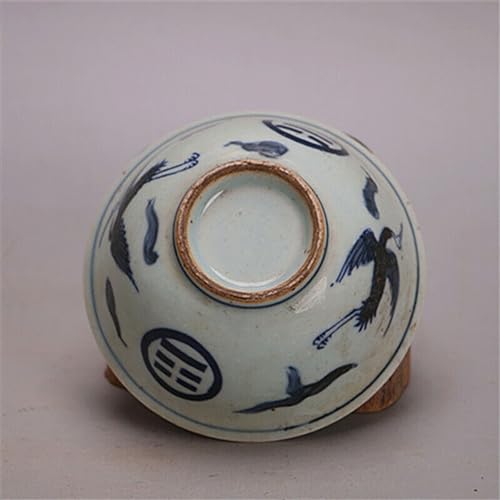 Cuenco de porcelana china Ming de 4.6 pulgadas azul y blanco 7