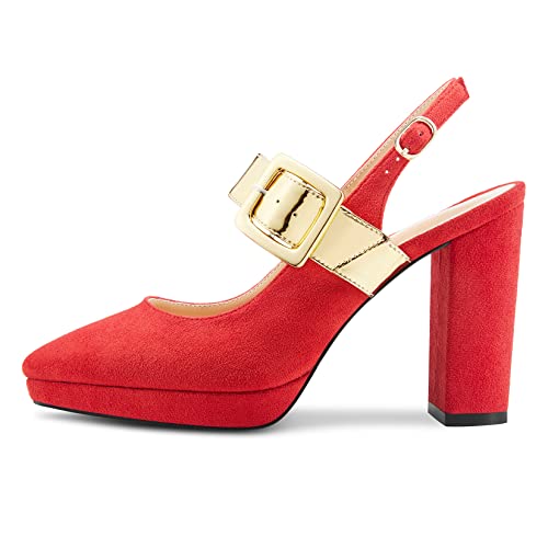 Saekcted Womens Chunky Block High Platform Heel Pointed Toe Sandals Ankle Strap Mary Jane Pumps Party Shoes2