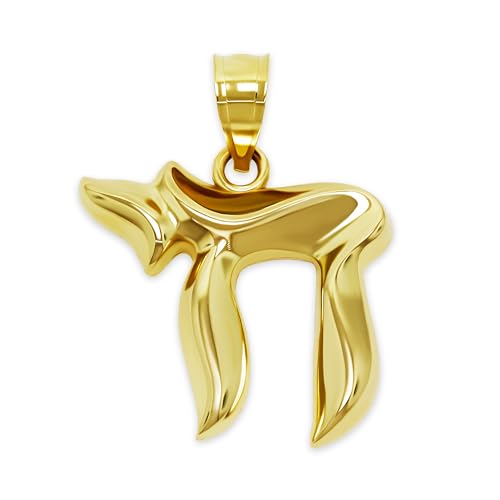 Gold Chai Charm - 10 Karat Solid Gold - Jewish Hebrew Chai Pendant - Protection Pendant
