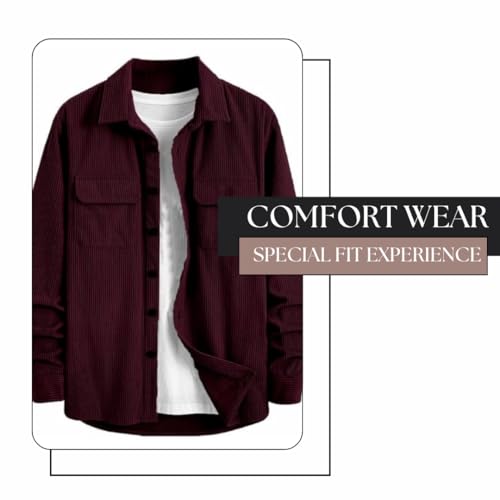 Image of MiraMichi Men's Full Sleeve Corduroy Striped Casual Jacket, Ideal for Stylish Everyday Outfits