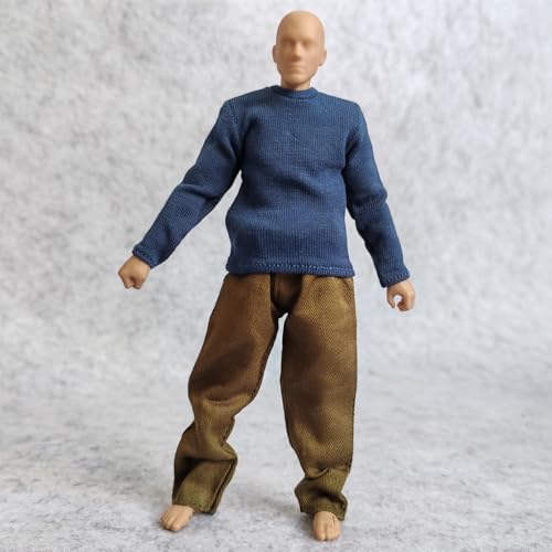 1:12 Scale Fabric T-Shirt + Pant for 6 inch 1/12 Man Thin Small Action Figure Clothes (Blue Green)