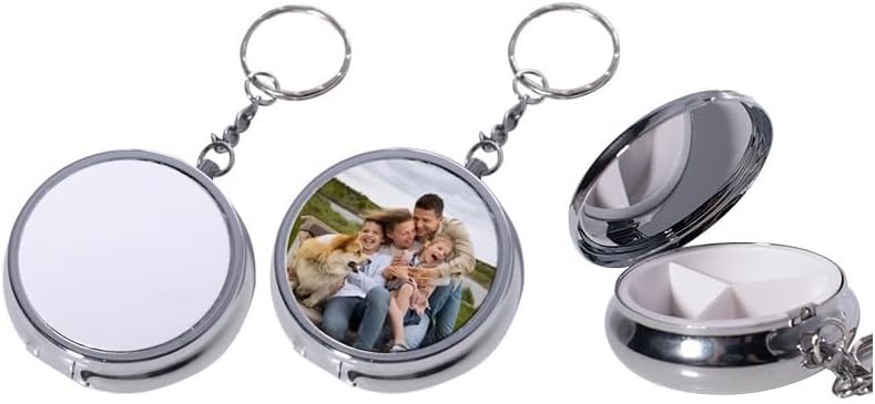 20pcs Sublimation Blank Pill Box 3 Compartment Medicine Pill Case,Portable Pill Box for Pocket or Purse Pill Boxs Decorative Metal Medicine Vitamin Organizer for DIY Heat Transfer Print (B)