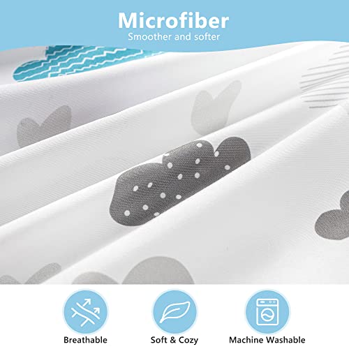 Image of TILLYOU Toddler Pillowcase 2 Pack with Envelope Closure,Silky Soft Microfiber 13 inch x 18 inch Kids Travel Pillow Cases,Blue Clouds & Blue Stars