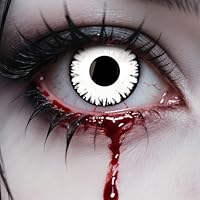 Kontaktlinsen Halloween Weiß 2 Stück (1 Paar), Ohne Stärke Kontaktlinsen Farbig mit Kontaktlinsenbehälter, Vampir Kontaktlinsen, Kontaktlinsen für Halloween Kostüm als Karneval, Devil, Cosplay