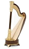 Altura 16 cm - Anchura 8,5 cm Anne Fuzeau Creation Arpa Miniatura - de Madera barnizada - Objeto de decoración - Regalo música - Entregada en su cofrecito - Altura 16 cm - Anchura 8,5 cm