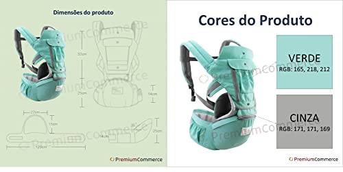 Bolsa canguru ergonômico bebê verde mamãe 12 posições 3 em 1