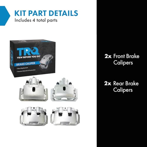Image of TRQ Front and Rear Brake Caliper Set Zinc Coated Brackets Compatible with 2007-2009 Chrysler Aspen 2007-2009 Dodge Durango 2009-2010 Dodge Ram 1500 2011-2018 Ram 1500