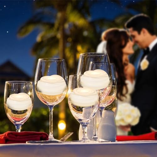 Image of Aignis 6pcs Flameless LED Floating Candles, White Rose Plastic Tealights Battery Operated, 120+ Hours Glow Time, Cozy Light for Romantic Pool /Bathtub /Hot Bath /Wedding Centerpiece Decor(D2.83*H1.42)