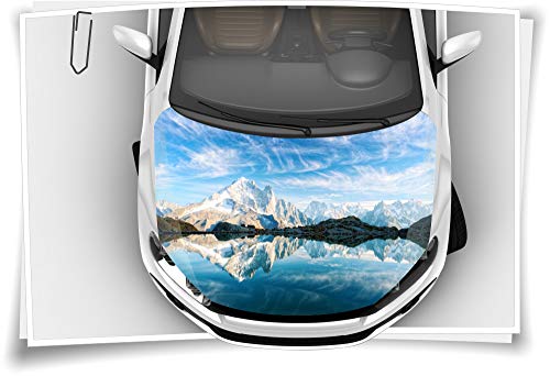 Medianlux Motorhaube Auto-Aufkleber Bergen See Himmel Schnee Blau Steinschlag-Schutz-Folie Airbrush Tuning Car-Wrapping Luftkanalfolie Digitaldruck Folierung