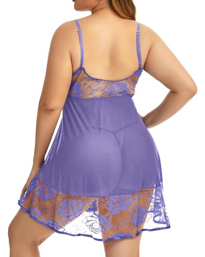 Image of Women's Lingerie Lace Babydoll Plus Size Sleepwear Nightwear Mesh Chemise