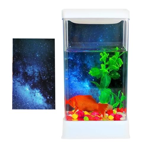 Betta Fish Tank, kit de acuario de inicio de escritorio con filtro integrado de iluminación LED, decoración de mesa pequeña para oficinas en casa, sala de estudio, apartamento y lugar de trabajo