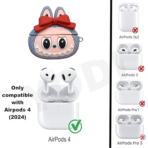 Image of YODI Case Cover for Airpods Pro|Pro 2|Airpods Pro 3|Airpods 4 Pouch, Silicone Cases with Cleaner Kit 360 Drop Protection,Shock-Resistant (RED Bow Blue Dall, Airpods 4)