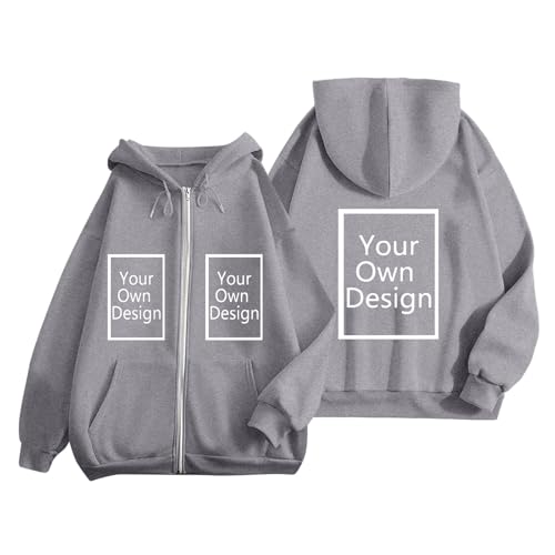 Image of Custom Jackets Design Your Own Full Zipper Hooded Sweatshirt Custom Sweatshirt T Shirts Add Your Own Text or Picture