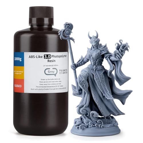 ELEGOO ABSライク3Dプリンター用レジン3.0 グレー LCD/DLP 3Dプリント用405nm UV硬化型フォトポリマー樹脂 LCD 強化された強度と靭性 高精度 低粘度 1000gの商品画像（Amazon）