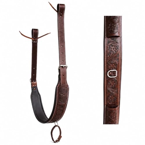 Horse Western Floral Tooled Leather Rear Flank Saddle Cinch w/Billets 9788BR