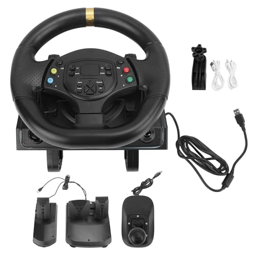 RiToEasysports Racing Steering Wheel, Universal Light Simulation Racing Wheel for PC PS3