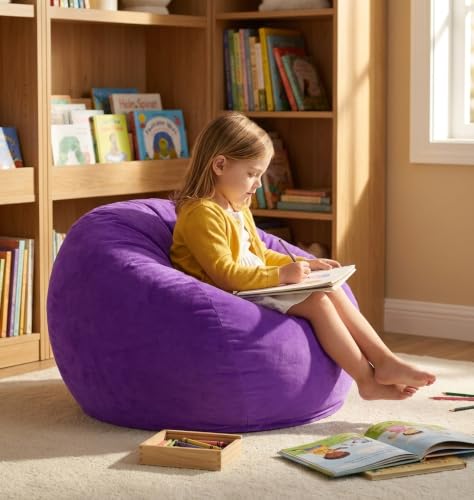 Image of Hobestluk 2FT Bean Bag Chairs Small BeanBag Chair Velvet Fabric