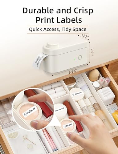 Makeid L1 Label Maker Machine with Tape - Portable & Rechargeable Label Makers Compatible with 9 12 16mm Waterproof Tape - Mini Bluetooth Labeler for Organizing Home Office School