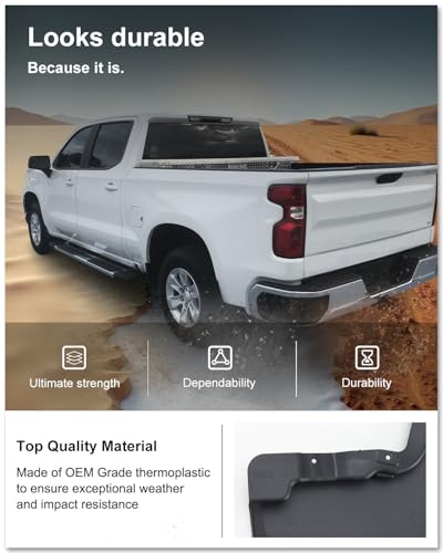 Image of Kiwi Master Mud Flaps for 2019-2026 Chevy Silverado 1500 (Not Fits ZR2 /LT Trail Boss /Custom Trail Boss), Heavy Duty Mud Guards, Front & Rear Splash Guards, No Drill, 4 Pcs Set