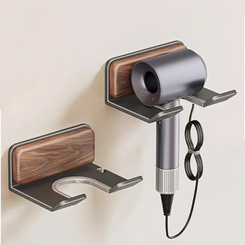 Image of HomeEssentials Wall Mounted Hair Dryer Holder & Stand - Space-Saving Hair Dryer Rack, Bathroom Suitable for All Hair Dryer Models, - Organizer for Home, Hotel, Salon