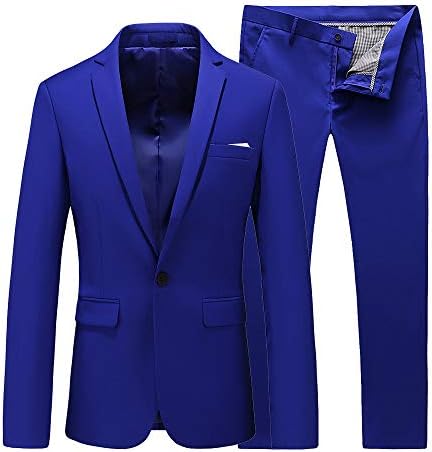 UNINUKOOMens Suit Slim Fit 1 Button 2 Piece Wedding Party Holiday Solid Color Tux Suits for Men