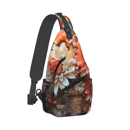 Morrales cruzados para mujer y hombre con flores naranjas