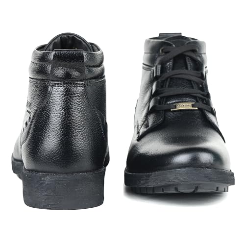 Image of Zoom Shoes A-4691 Men's Genuine Leather High Ankle Boots | Stylish Lace-Up Design | Cushioned Insole for Comfort | Durable & Trendy for Everyday Wear