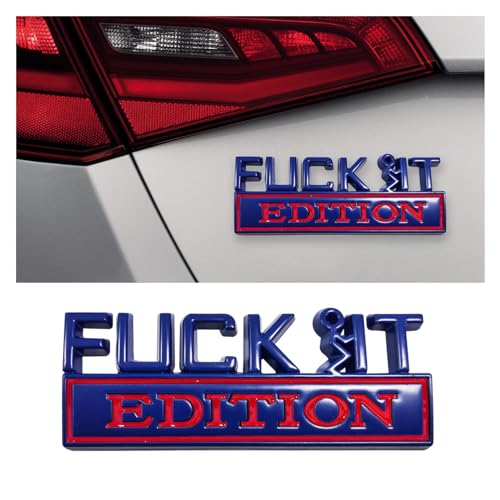 Image of Dickno Fuck It Edition Emblem for Car, Auto Fender Bumper Decoration Stickers, Vehicle 3D Side Fender Rear Trunk Decal Badge, Universal Exterior Accessories for Car Truck SUV (Blue & Red)