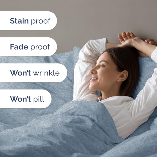 CGK Unlimited Duvet Cover King Size Set - Extra Soft King Size Duvet Cover 104 x 90 with 2 Pillow Shams - Hotel Quality w/Zipper Closures & Ties - Bedding and Bed Linens Set (Heathered Blue)