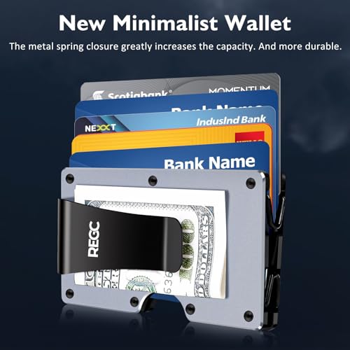 Air Tag Wallet for Men, Slim Metal Money Clip Wallet, RFID Blocking Minimalist Wallet, Pocket Cash Credit Card Holder for Men (New, Airtag-Grey)3