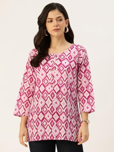 Image of feranoid Printed Top with Round Neck & 3 /4 Sleeves (S-XXL)