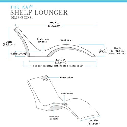 Floating Luxuries Kai Shelf Lounger, In-Pool, Use In Pools With Shelves Up To 9 Inches Deep, Built-In Drink And Phone Holders, Set Of 2 In-Pool Chaise Lounge Chairs, Arctic White #TOP6