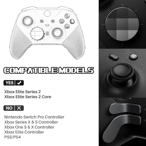 Image of 16 in 1 Metal Thumbsticks Suitable for Xbox One Elite Series 2, Elite Series 2 Core Controller Accessories Parts, 6 Metal Thumbsticks, 4 Paddles, 2 D-Pads and 4 Tool(Silver)