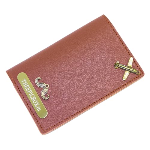 Image of Personalised Name & Charm Leather Passport Cover Holder for Men & Women (Tan)
