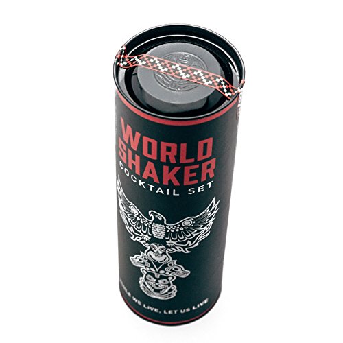 Cocktail Kit - Deluxe Stainless Steel Bar Set: 24oz Drink Mixer with Built-in Strainer, Bar Spoon Masher, and Beginner Recipe Book. Versatile Design for Home or Travel.