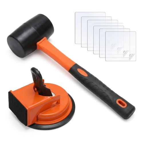 Floor Gap Fixer Tool with Rubber Hammer & 6 Reusable Adhesive Pads, Enhanced Suction Cup Floor Suction Cup Tool, Laminate FloorGap RepairTool for Laminate, Wood, Tile & Vinyl Flooring